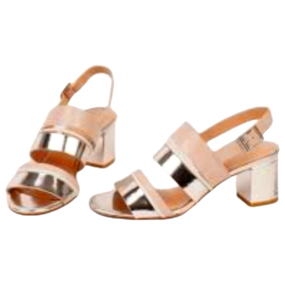 What For Leather Silver & Blush Chucked Strap Heels